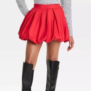 A New Day Red Bubble Pleated Mini Skirt
